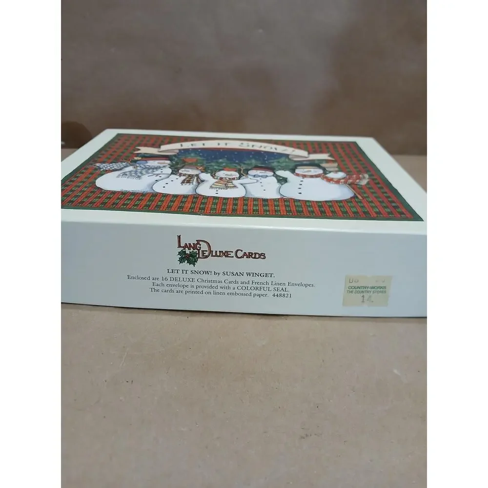 Lang Deluxe Let It Snow Christmas Cards Box Susan Winget Snowman Art with Seals